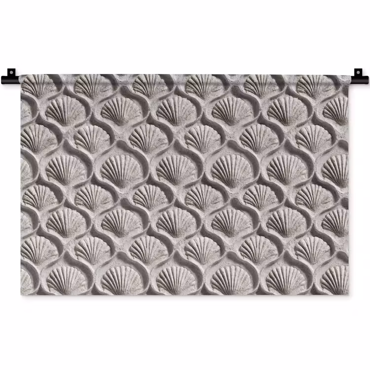 Wandkleed - Zand - Schelpenvorm - Grijs — 1