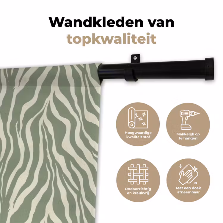 Wandkleed - Zebra - Motief - Groen — 3