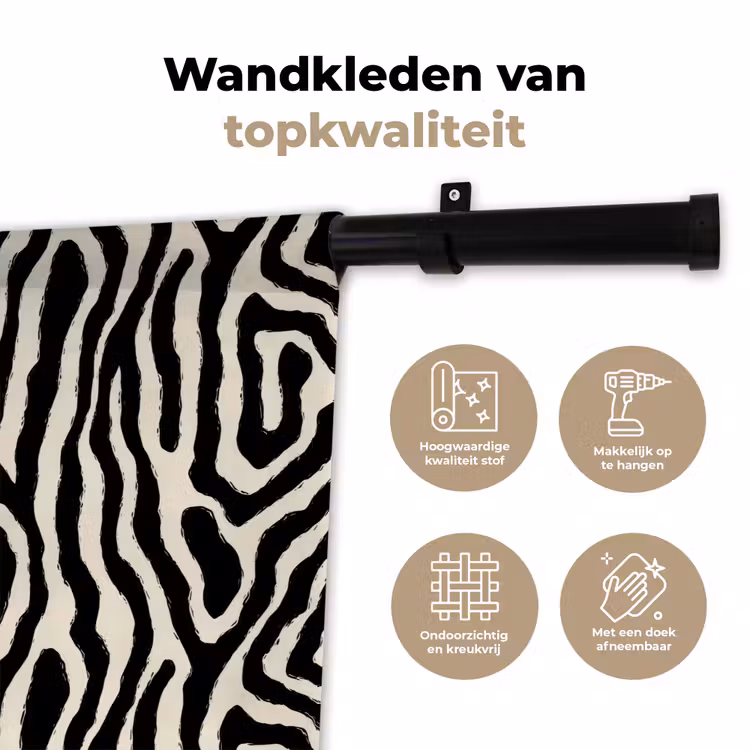 Wandkleed - Zebra - Zwart - Abstract — 3