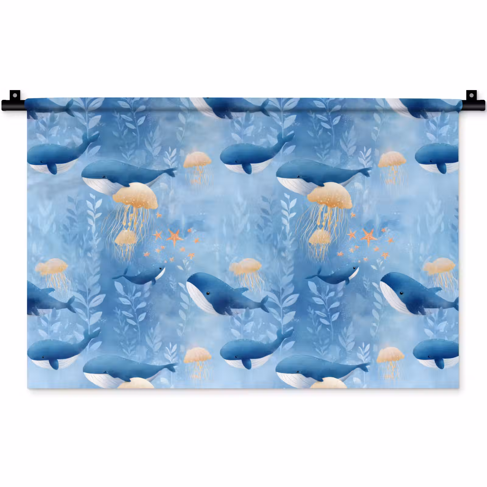 Wandkleed - Walvissen - Oceaan - Blauw — 1