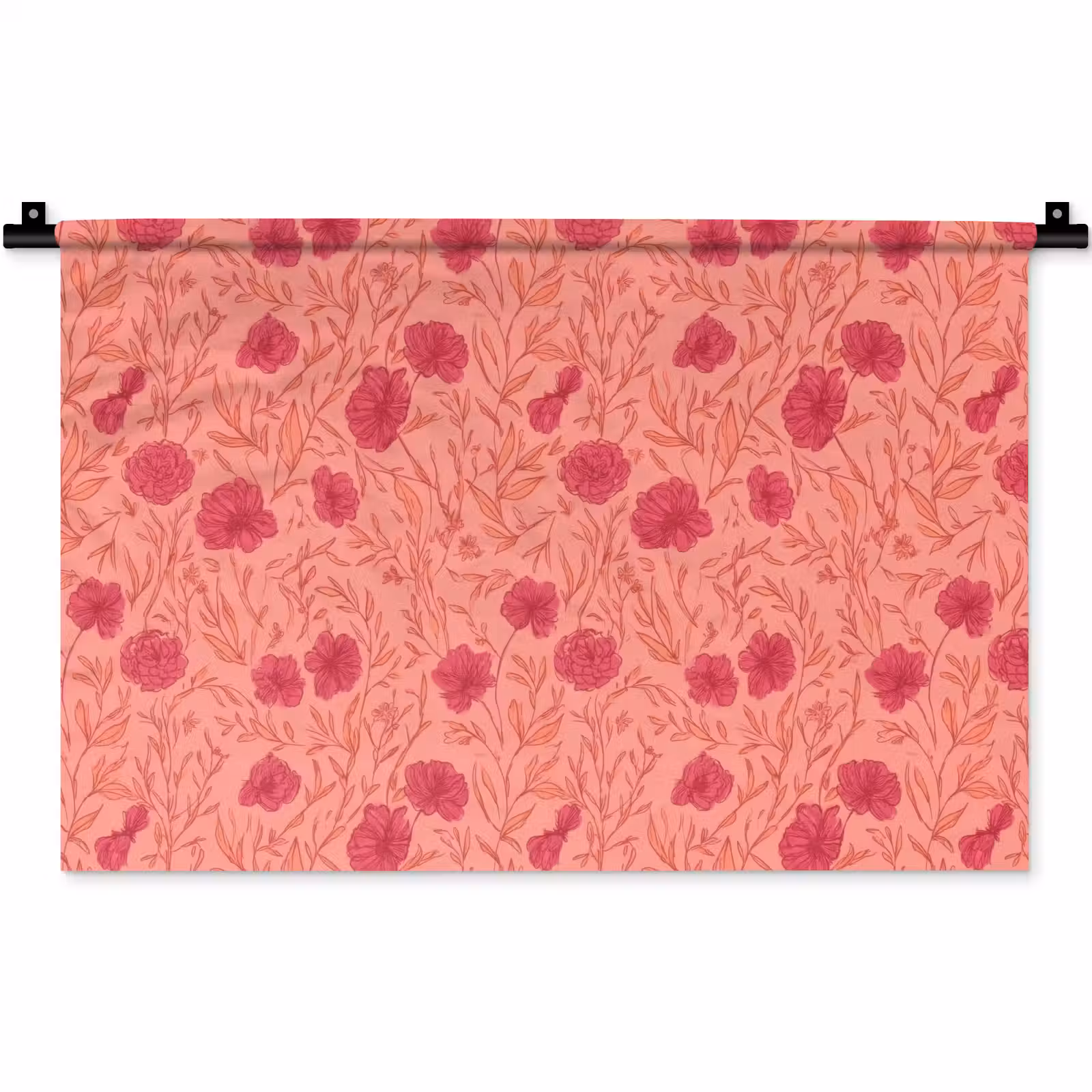 Wandkleed - Weidebloemen - Romantisch - Roze — 1