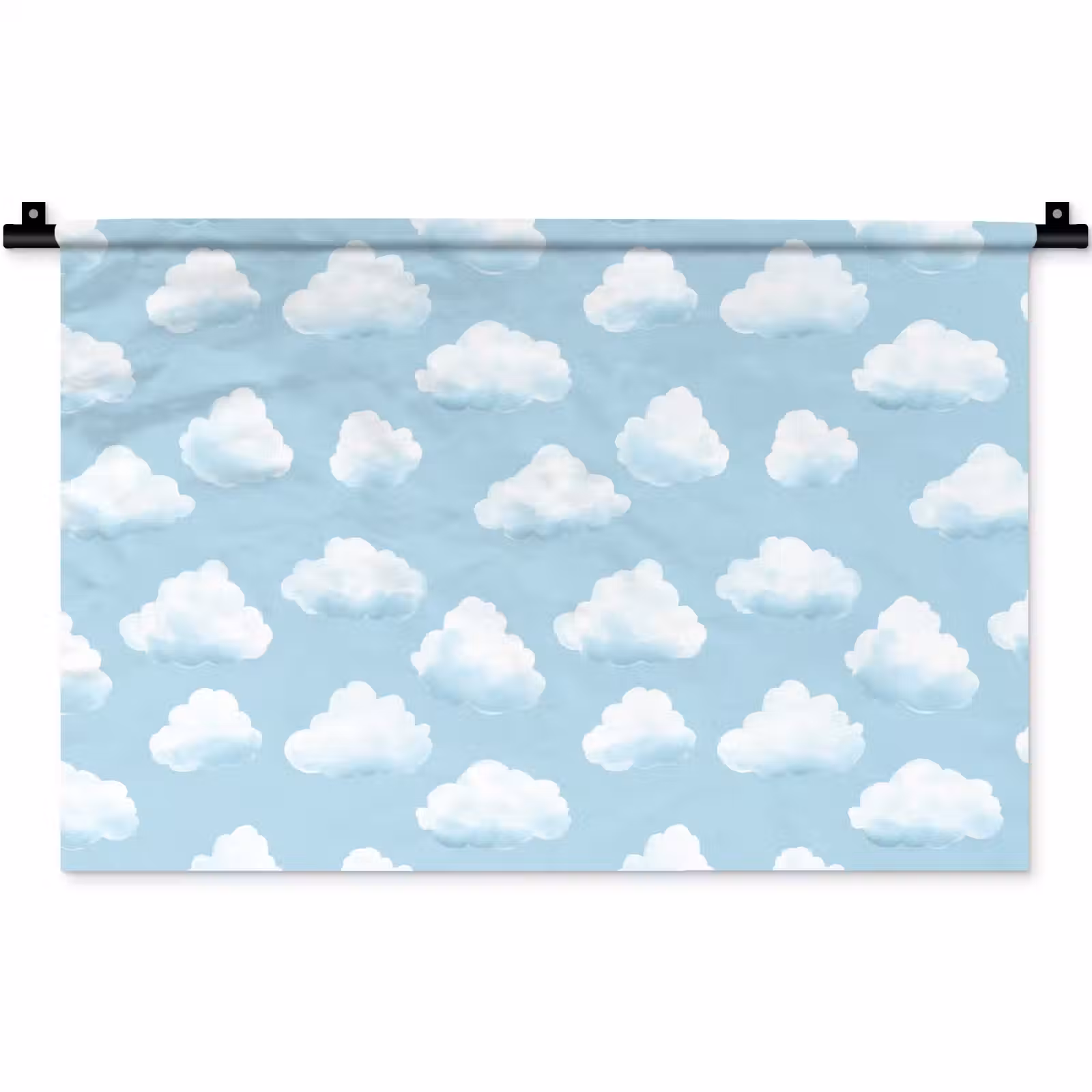 Wandkleed - Wolken - Illustratie - Blauw — 1