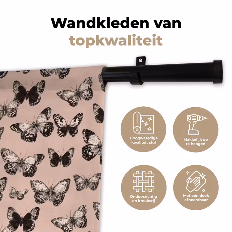 Wandkleed - Tijdloos - Vlinders - Perzik — 3