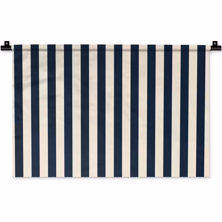 Wandkleed - Verticale strepen - Blauw - Crème — 1