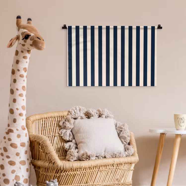 Wandkleed - Verticale strepen - Blauw - Crème — 5