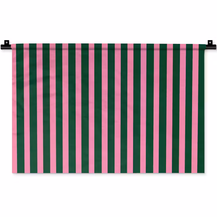 Wandkleed - Verticale strepen - Groen - Roze — 1