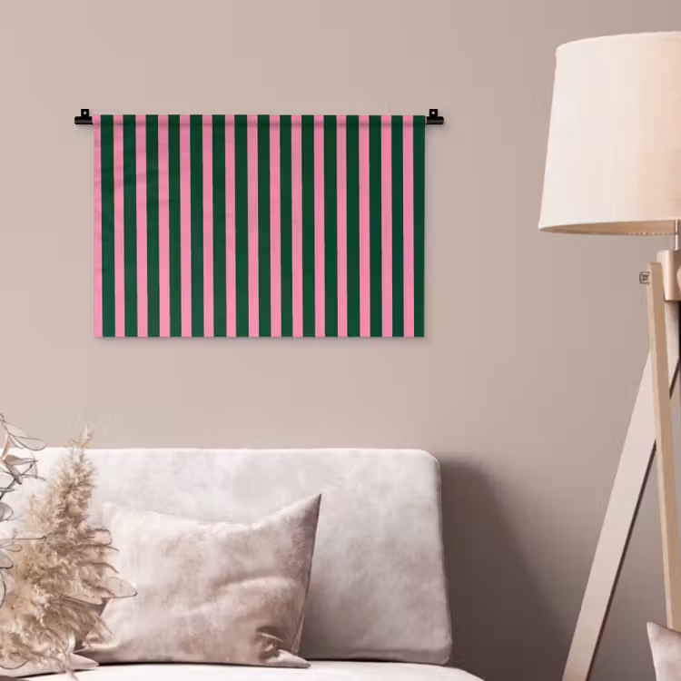 Wandkleed - Verticale strepen - Groen - Roze — 2