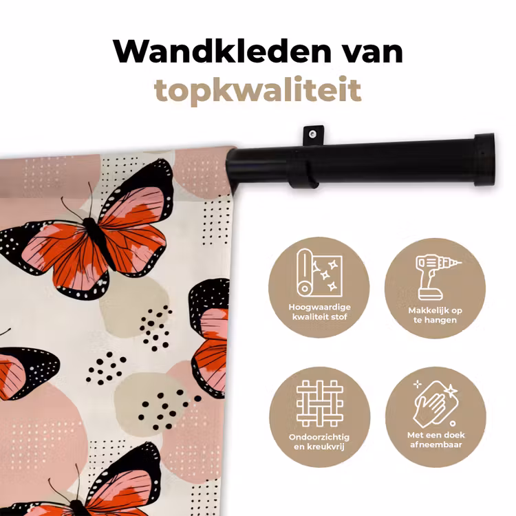 Wandkleed - Vlinders - Retro - Kleurrijk — 3