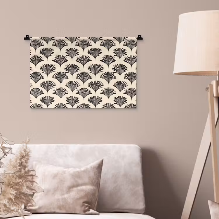 Wandkleed - Waaiers - Botanisch - Zwart - Beige — 2