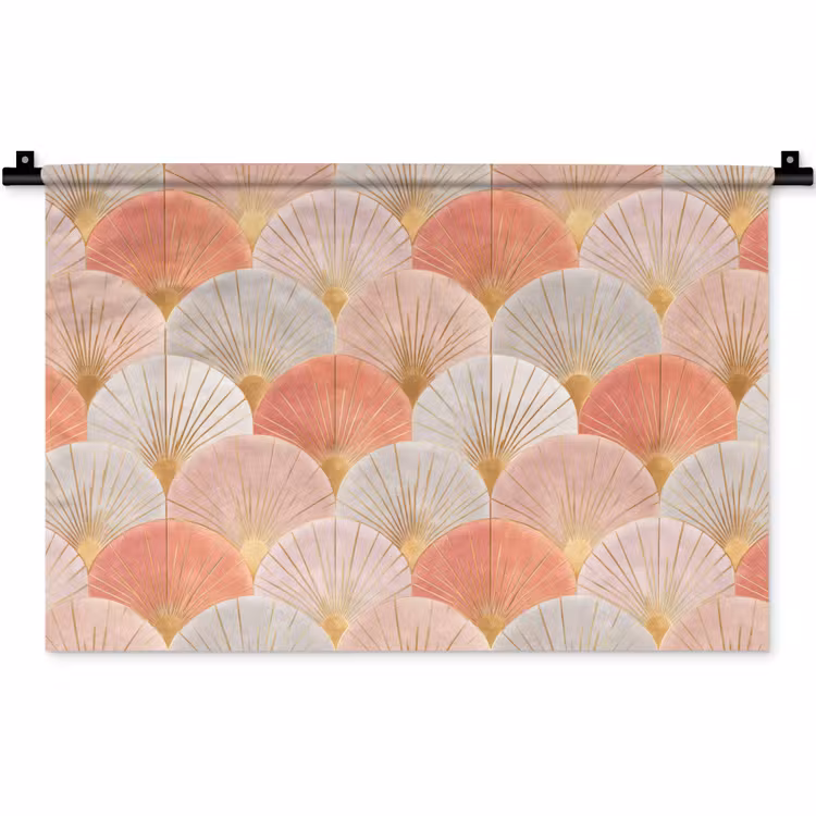 Wandkleed - Waaiers - Goud - Roze — 1