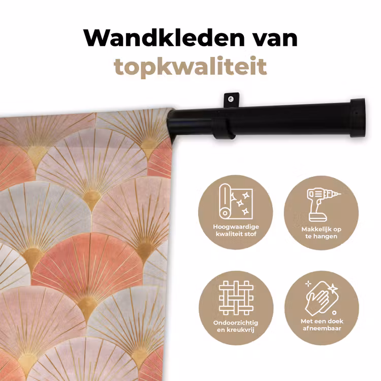 Wandkleed - Waaiers - Goud - Roze — 3