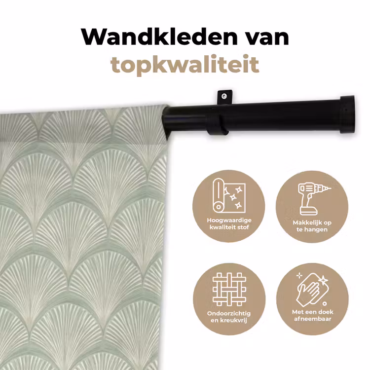 Wandkleed - Waaiers - Patroon - Groen — 3
