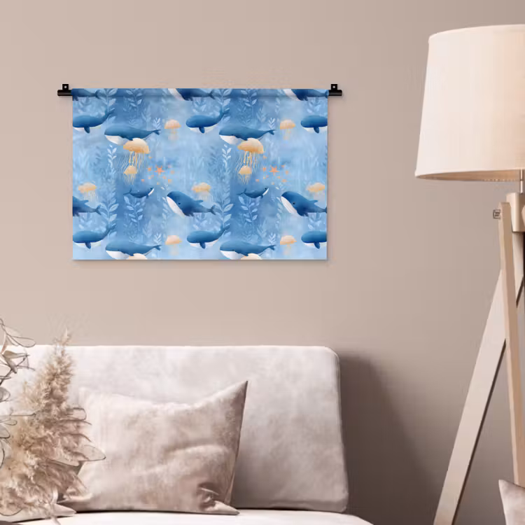 Wandkleed - Walvissen - Oceaan - Blauw — 2