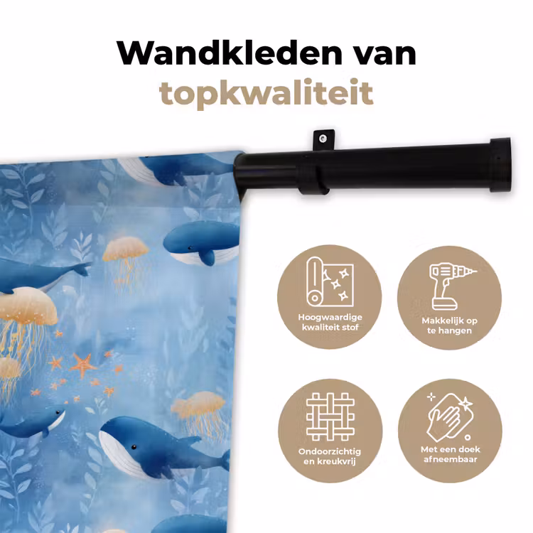 Wandkleed - Walvissen - Oceaan - Blauw — 3