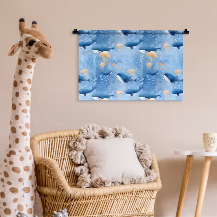 Wandkleed - Walvissen - Oceaan - Blauw — 5