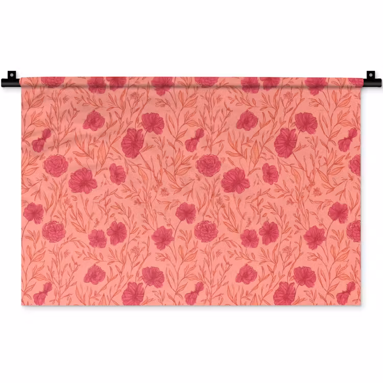 Wandkleed - Weidebloemen - Romantisch - Roze — 1