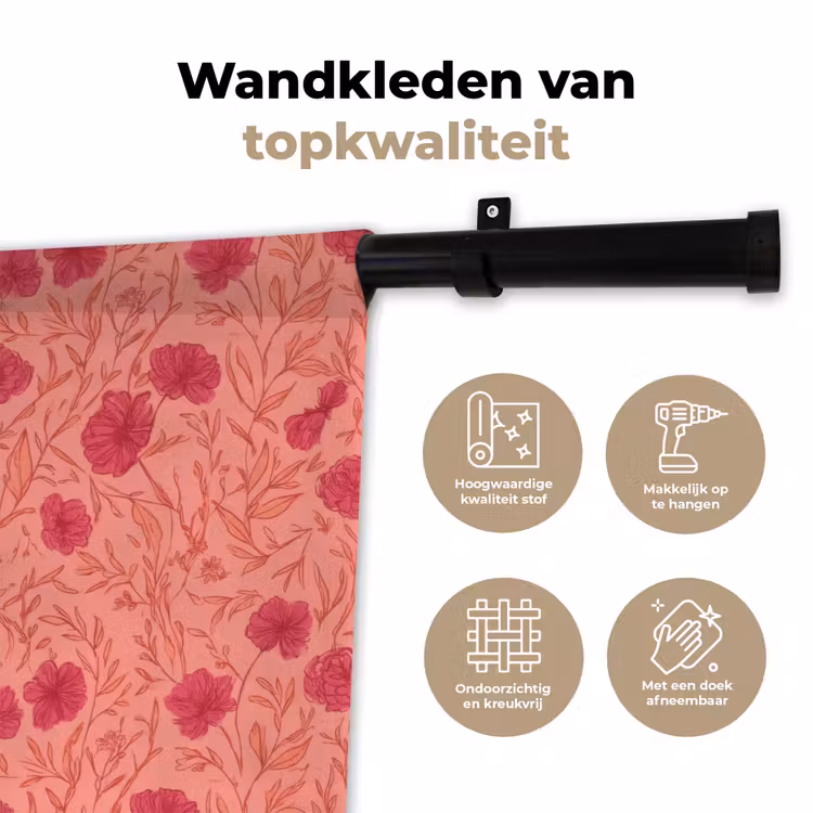 Wandkleed - Weidebloemen - Romantisch - Roze — 3