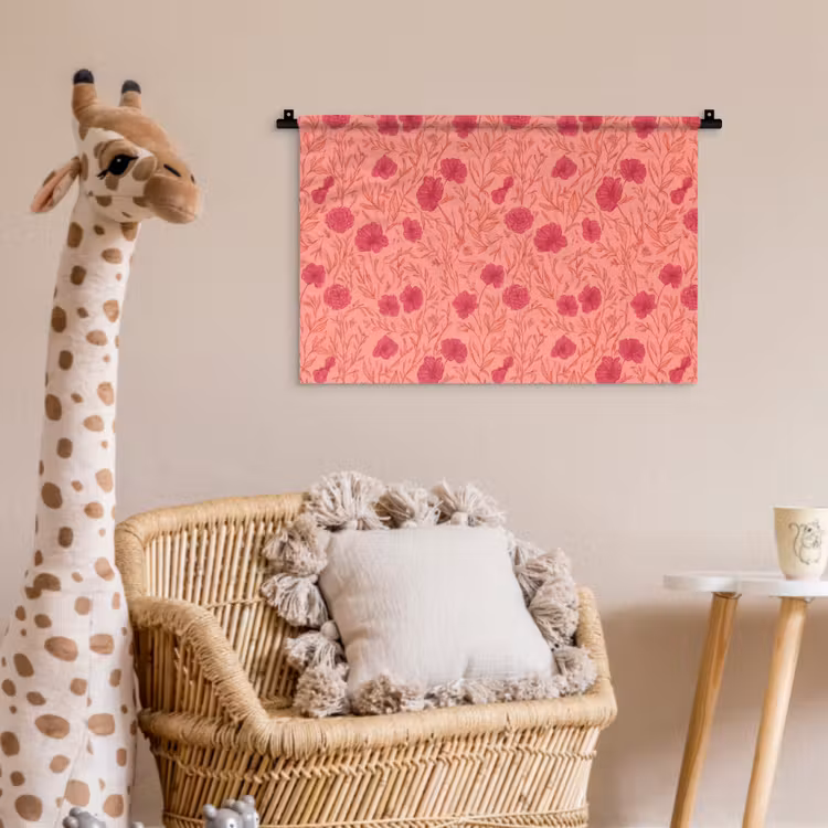 Wandkleed - Weidebloemen - Romantisch - Roze — 5