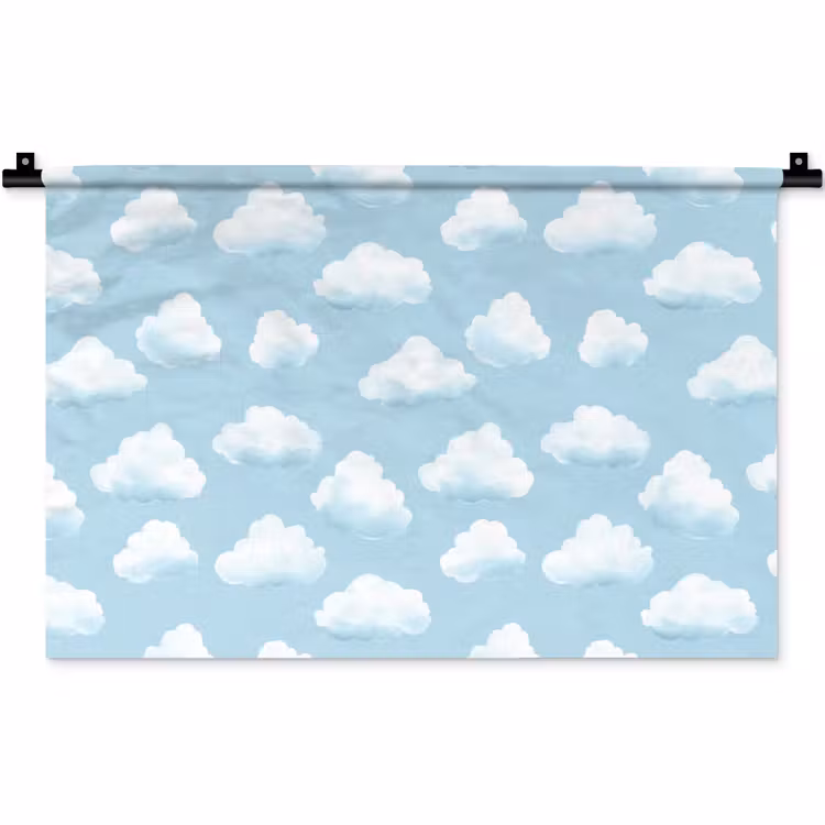 Wandkleed - Wolken - Illustratie - Blauw — 1