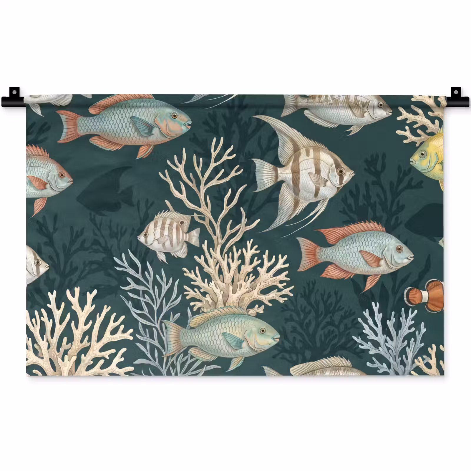 Wandkleed - Vis - Koraal - Onderwater - Illustratie — 1