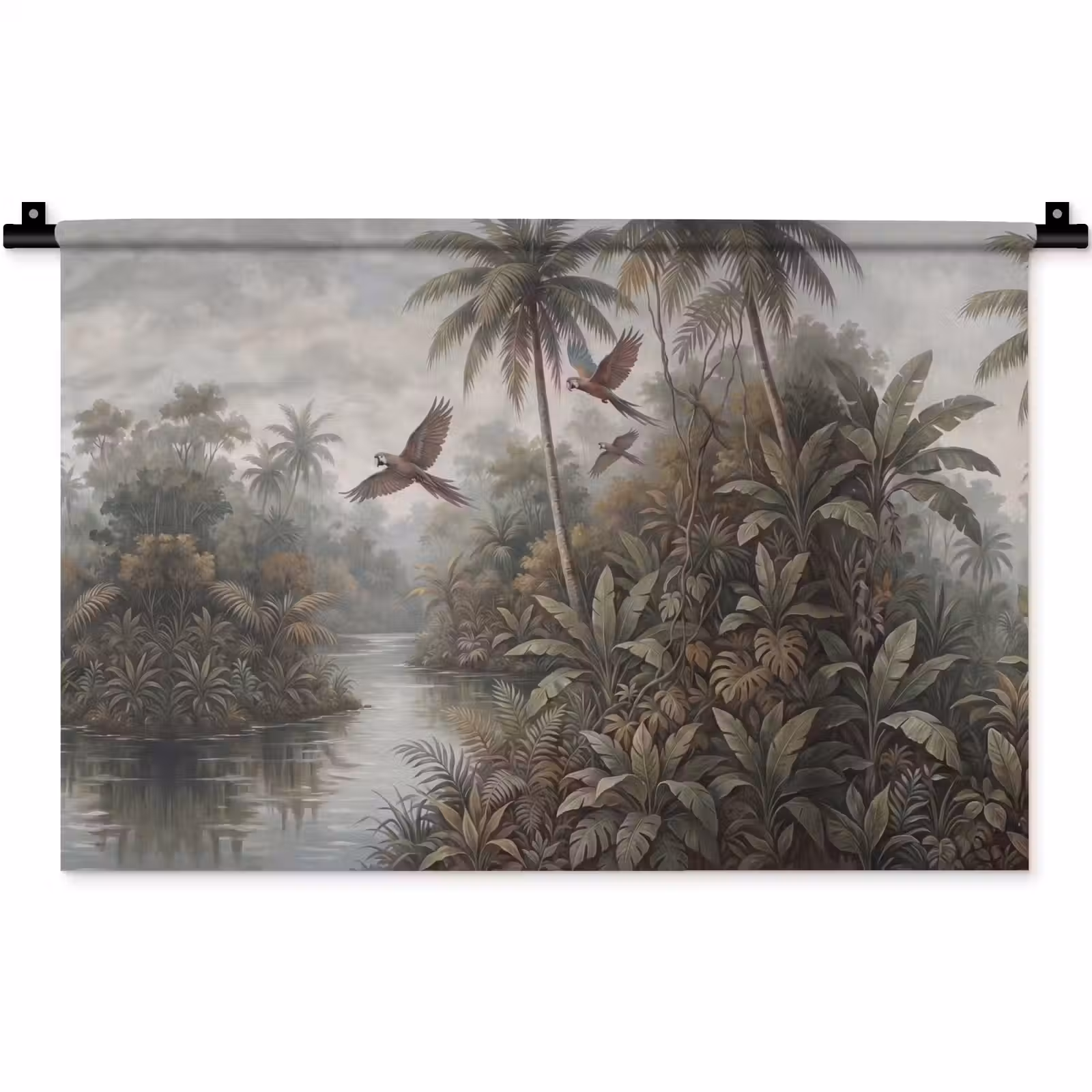Wandkleed - Vogel - Vliegend - Tropisch - Landschap - Klassiek — 1