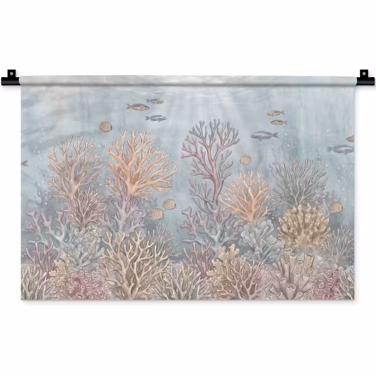 Wandkleed - Vis - Koraal - Oceaan - Illustratie - Onderwater — 1