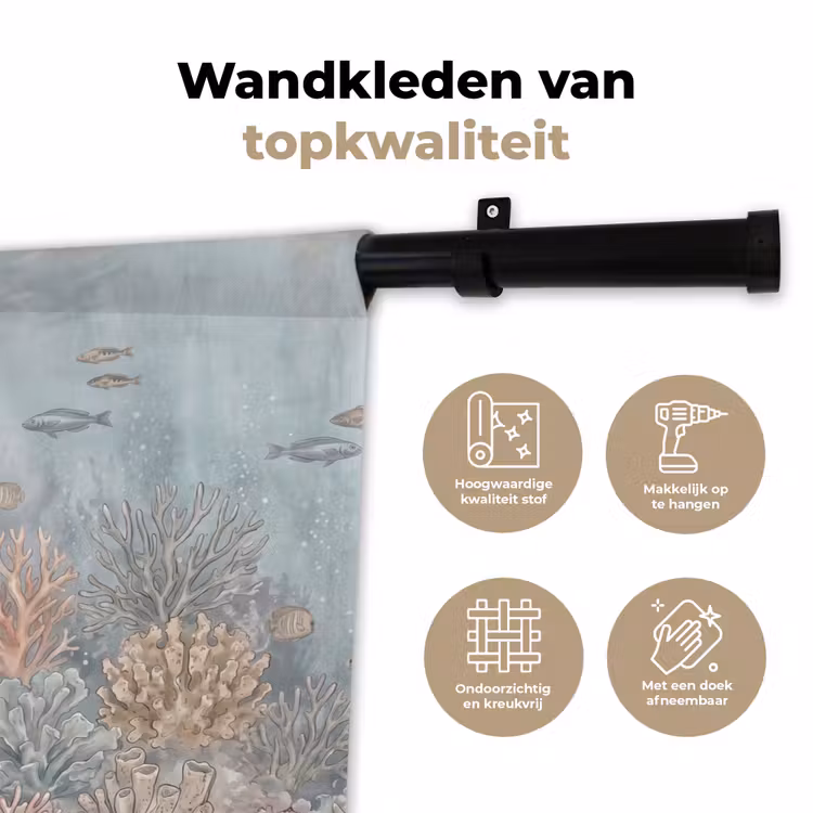 Wandkleed - Vis - Koraal - Oceaan - Illustratie - Onderwater — 3