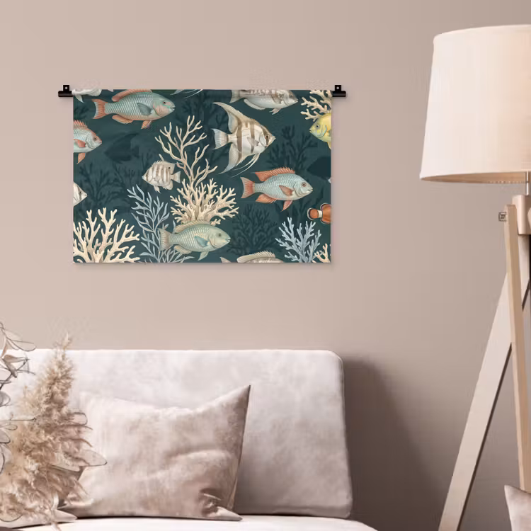 Wandkleed - Vis - Koraal - Onderwater - Illustratie — 2