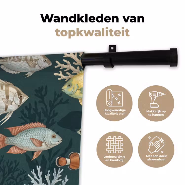 Wandkleed - Vis - Koraal - Onderwater - Illustratie — 3