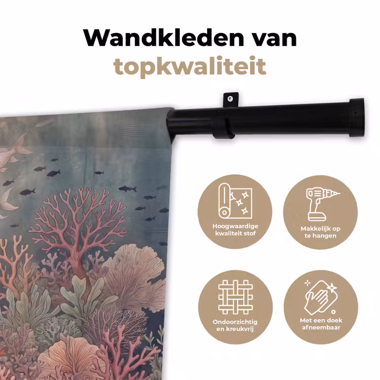 Wandkleed - Vis - Koraal - Onderwater - Illustratie - Vintage — 3