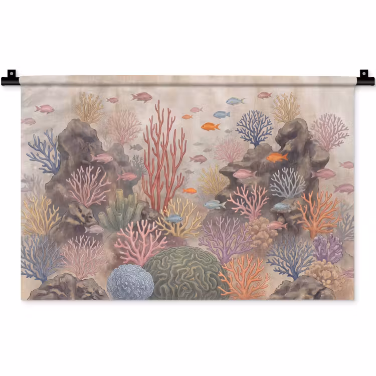 Wandkleed - Vis - Koraalrif - Onderwaterwereld - Illustratie — 1