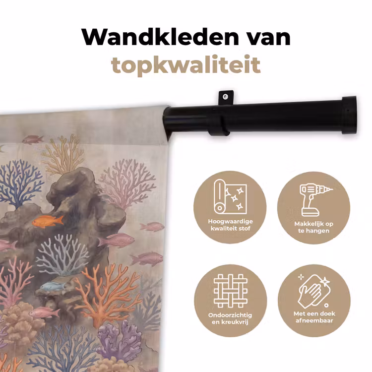 Wandkleed - Vis - Koraalrif - Onderwaterwereld - Illustratie — 3