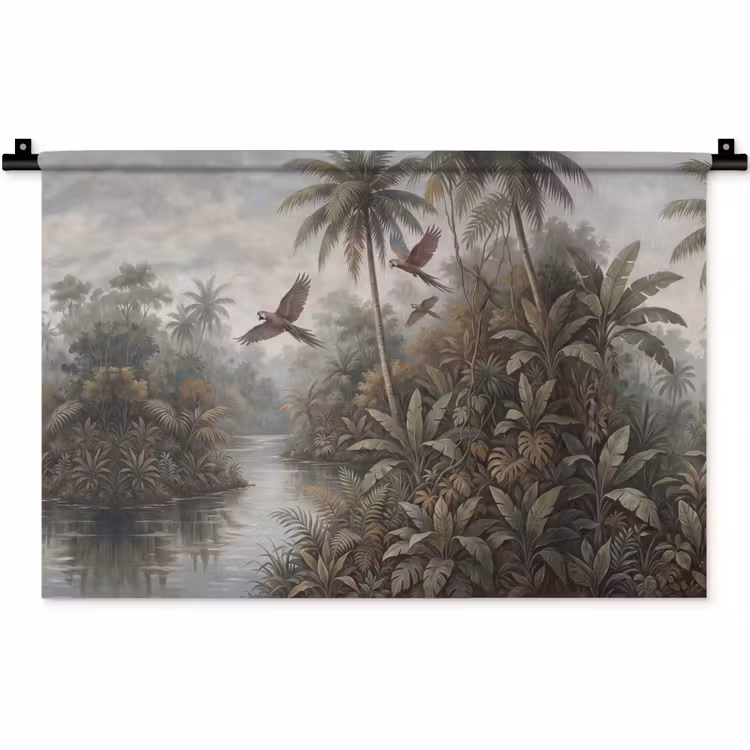 Wandkleed - Vogel - Vliegend - Tropisch - Landschap - Klassiek — 1