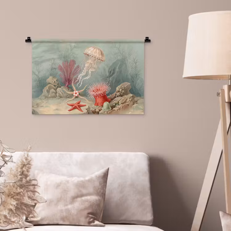Wandkleed - Zeeleven - Kwal - Onderwater - Illustratie - Beige — 2