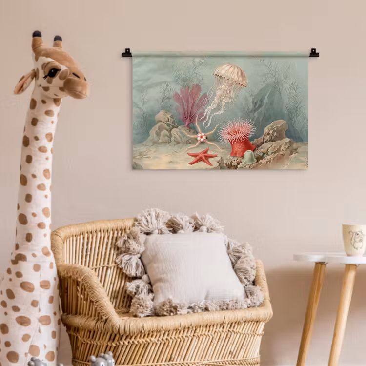Wandkleed - Zeeleven - Kwal - Onderwater - Illustratie - Beige — 5