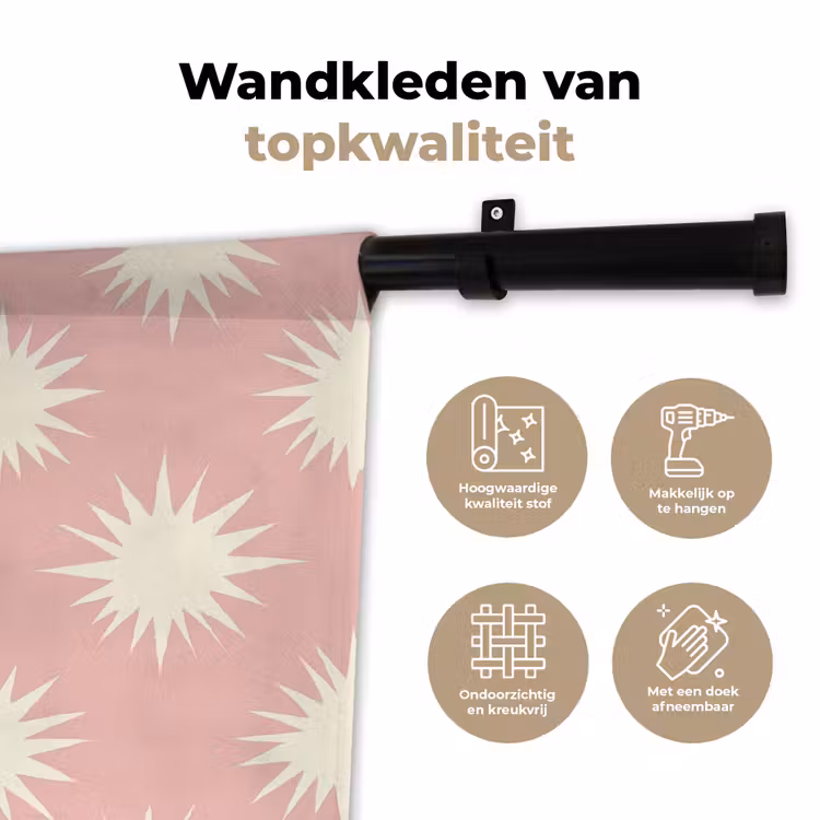 Wandkleed - Zonnen - Patroon - Roze — 3