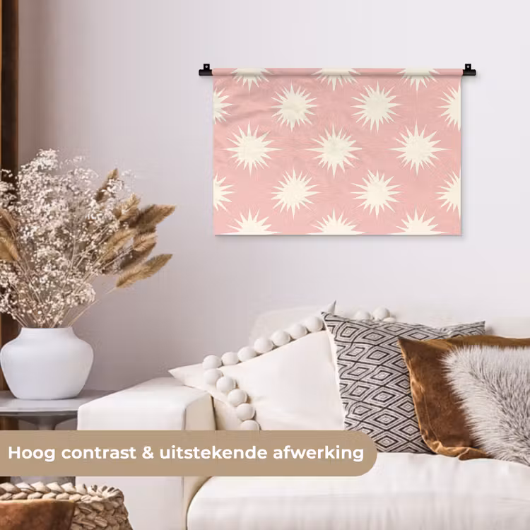 Wandkleed - Zonnen - Patroon - Roze — 4