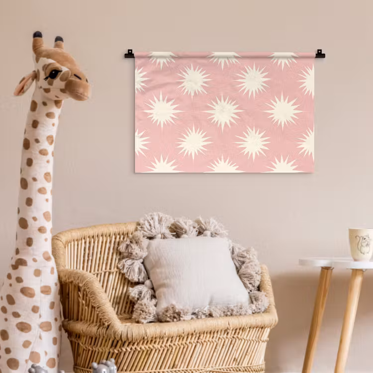 Wandkleed - Zonnen - Patroon - Roze — 5