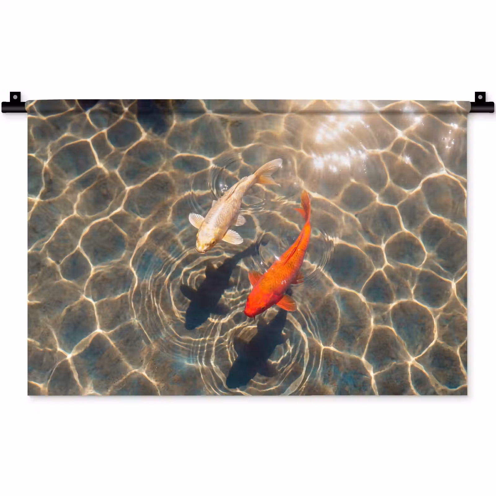 Wandkleed - Vis - Water - Dieren - Oranje - Goud — 1