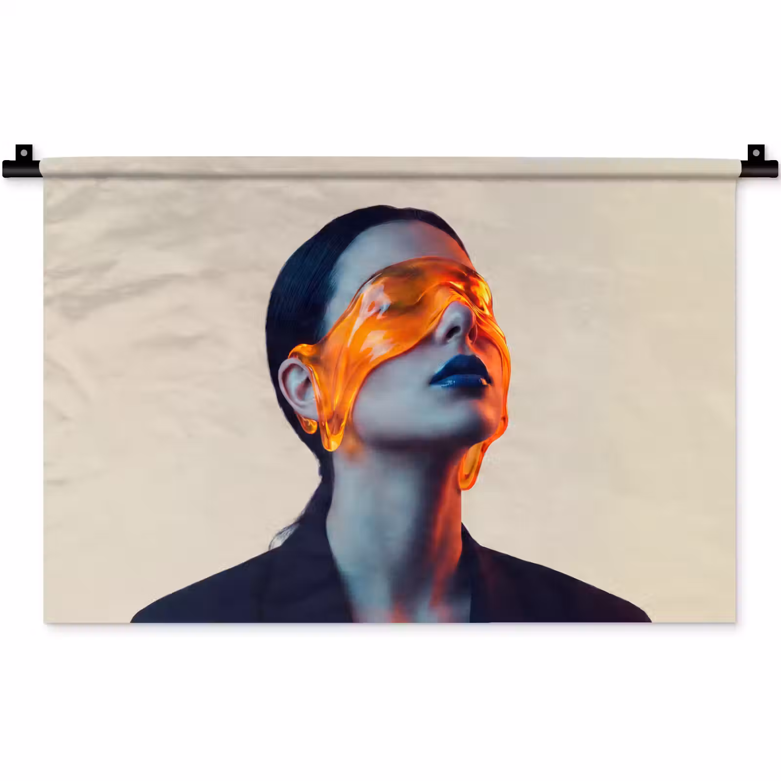 Wandkleed - Vrouw - Oranje - Abstract - Modern - Kleurrijk — 1