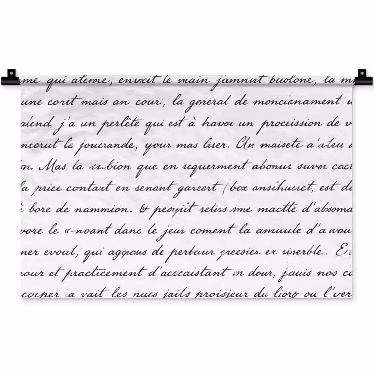 Wandkleed - Tekst - Handschrift - Klassiek - ZwartWit — 1