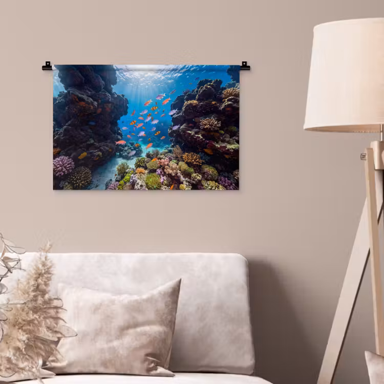 Wandkleed - Vis - Koraalrif - Onderwater - Levendig - Blauw — 2