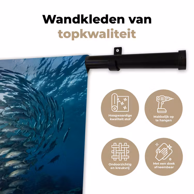 Wandkleed - Vis - School - Oceaan - Natuur - Blauw — 3