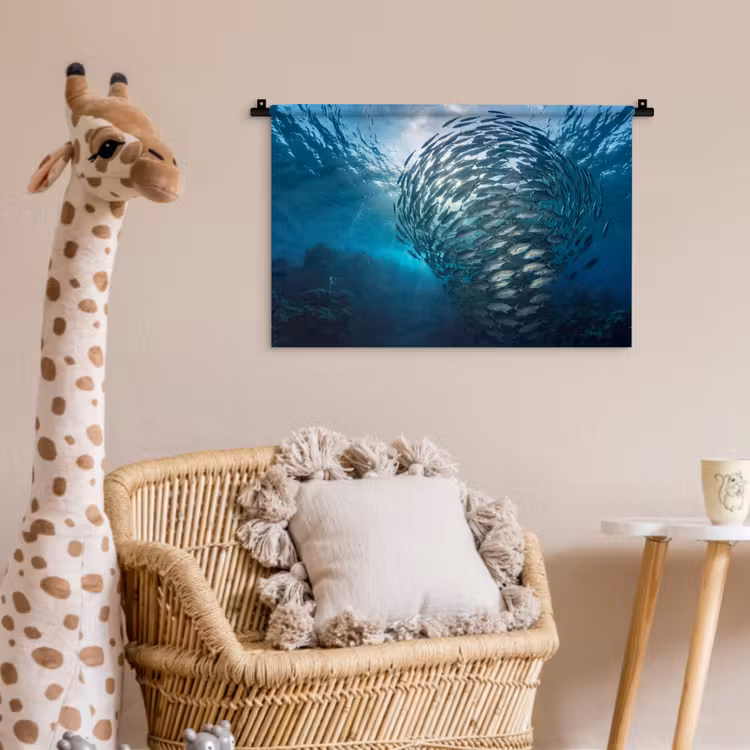 Wandkleed - Vis - School - Oceaan - Natuur - Blauw — 5
