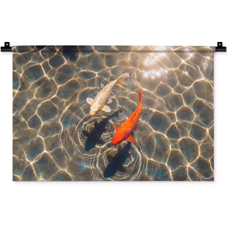 Wandkleed - Vis - Water - Dieren - Oranje - Goud — 1