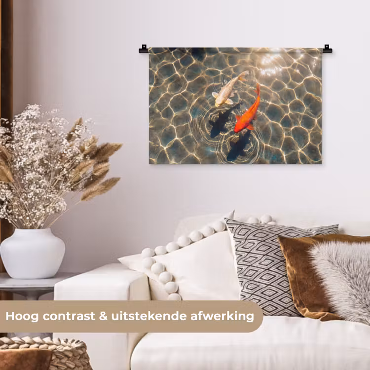 Wandkleed - Vis - Water - Dieren - Oranje - Goud — 4