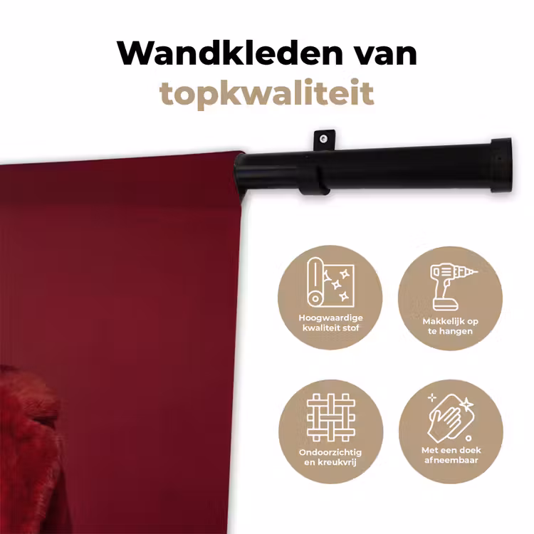 Wandkleed - Vrouw - Bontjas - Mode - Klassiek - Rood — 3