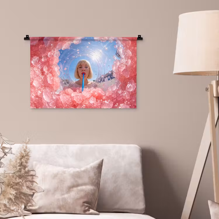 Wandkleed - Vrouw - Drank - Zomer - Roze - Blauw — 2