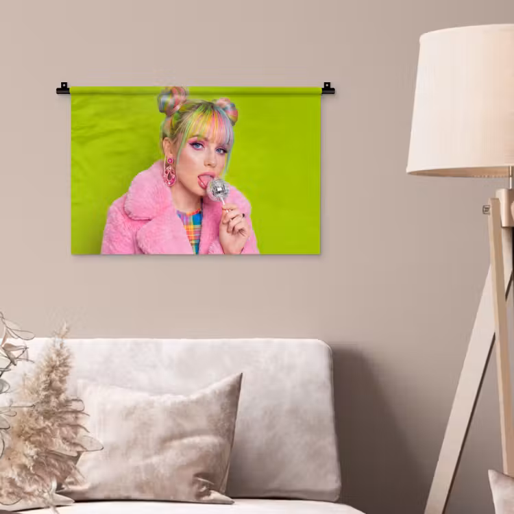 Wandkleed - Vrouw - Kleurrijk haar - Pop art - Modern - Levendig — 2