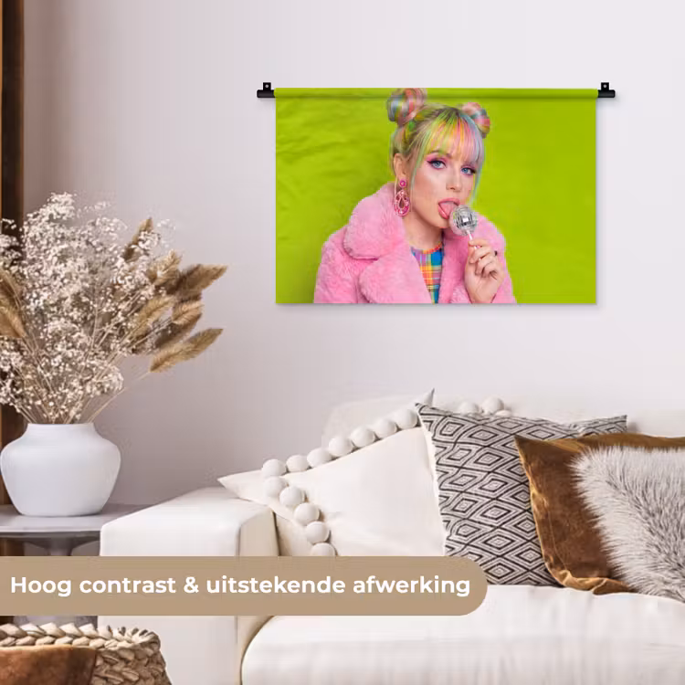 Wandkleed - Vrouw - Kleurrijk haar - Pop art - Modern - Levendig — 4